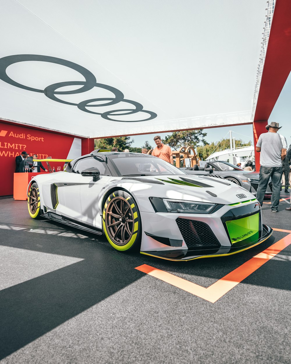 white and green Audi sportscar