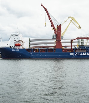 blue and red Zeamarine ship during daytime