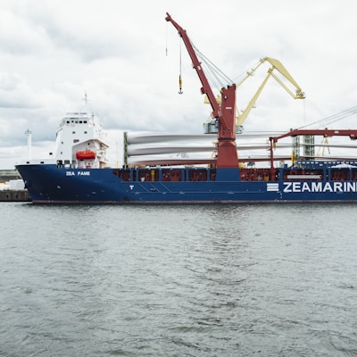 blue and red Zeamarine ship during daytime