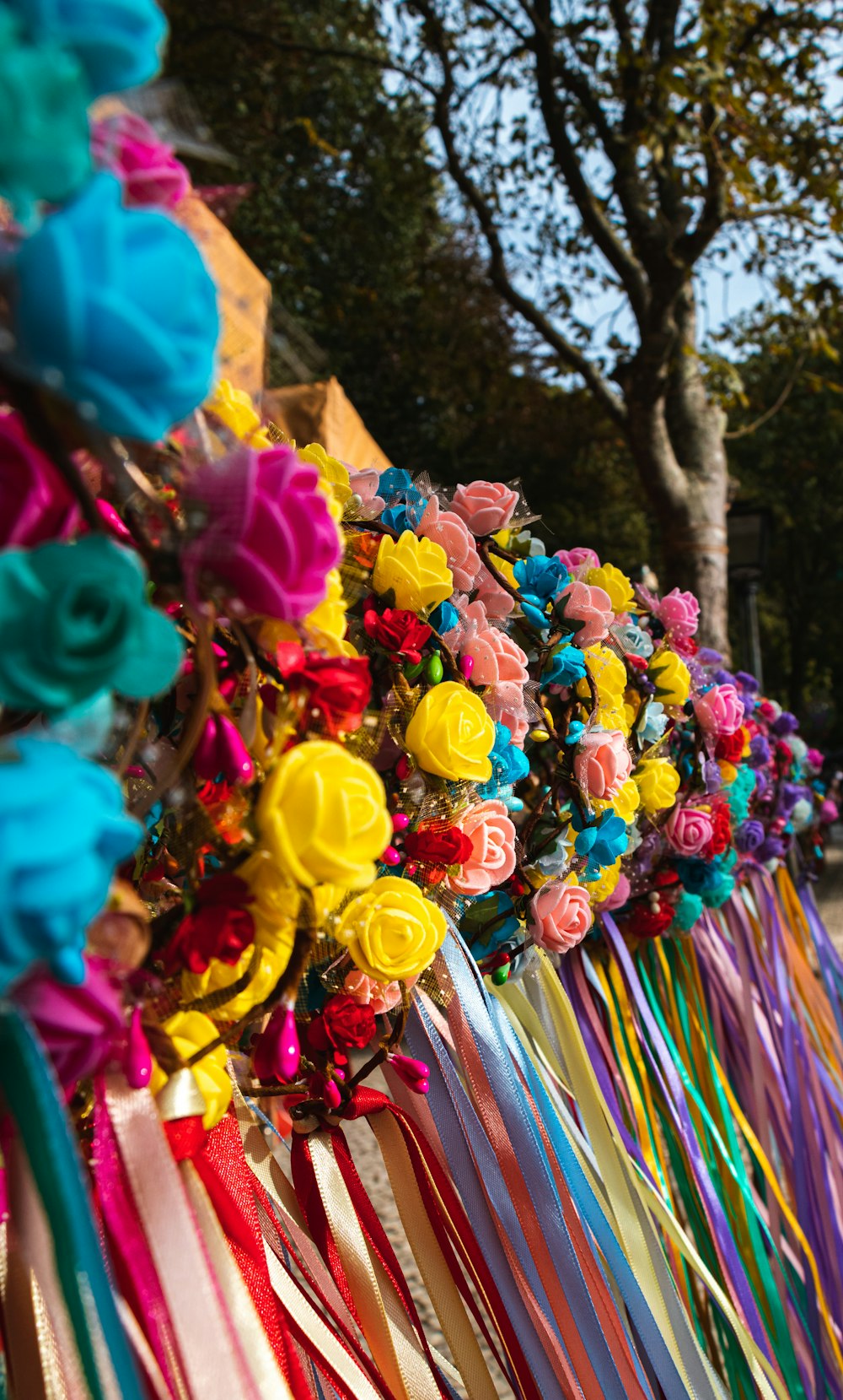 displayed faux flowers during daytime