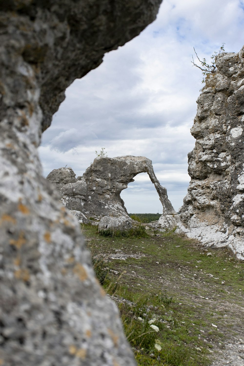 low angle photo of rock formation