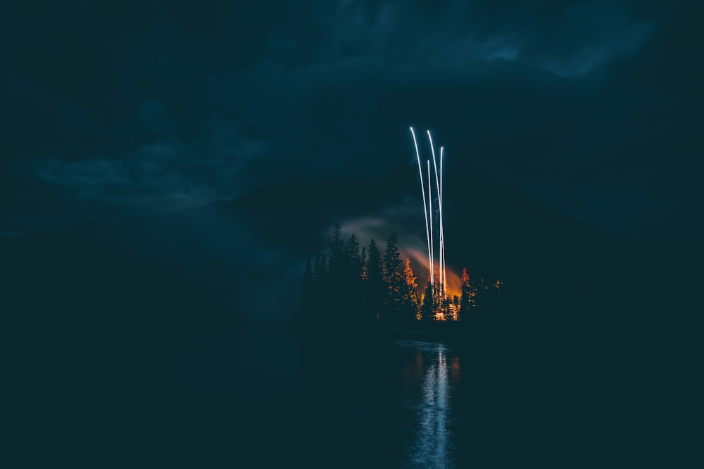 a plane is flying over a body of water