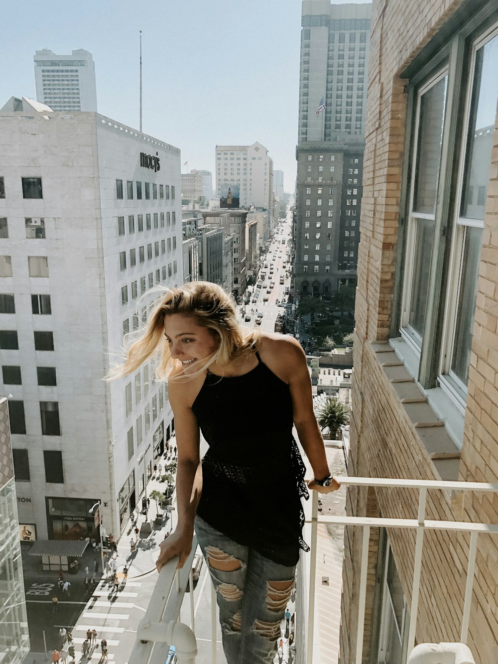 woman standing on deck