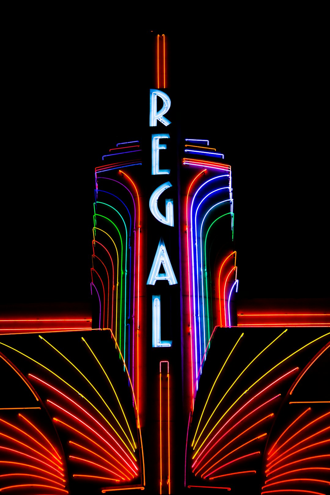 blue regal neon signage