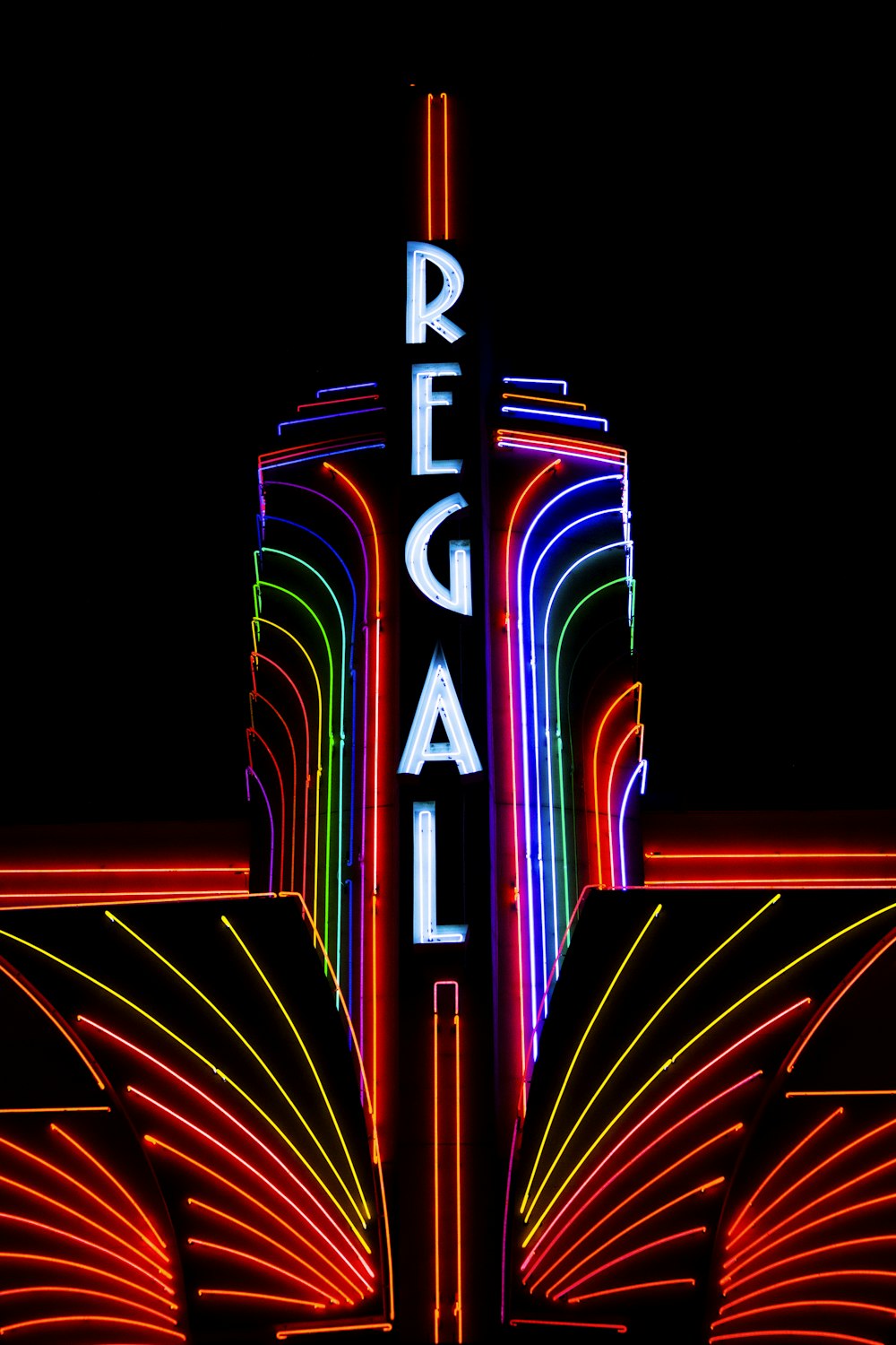 blue regal neon signage