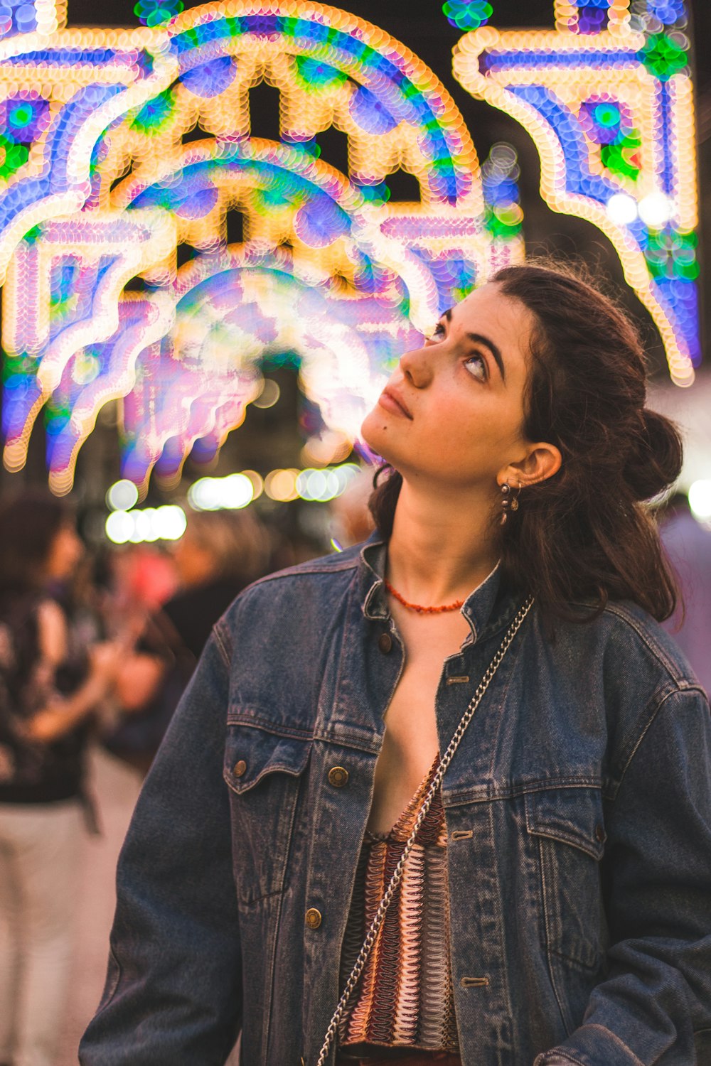 woman looking upward