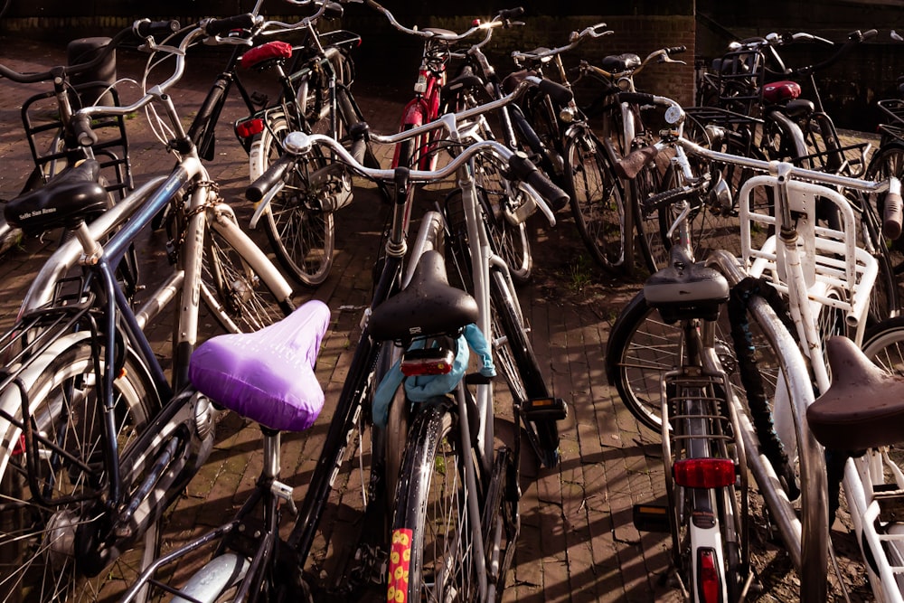 bikes park on sidewalk