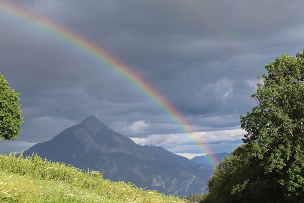 mountain with rainbow