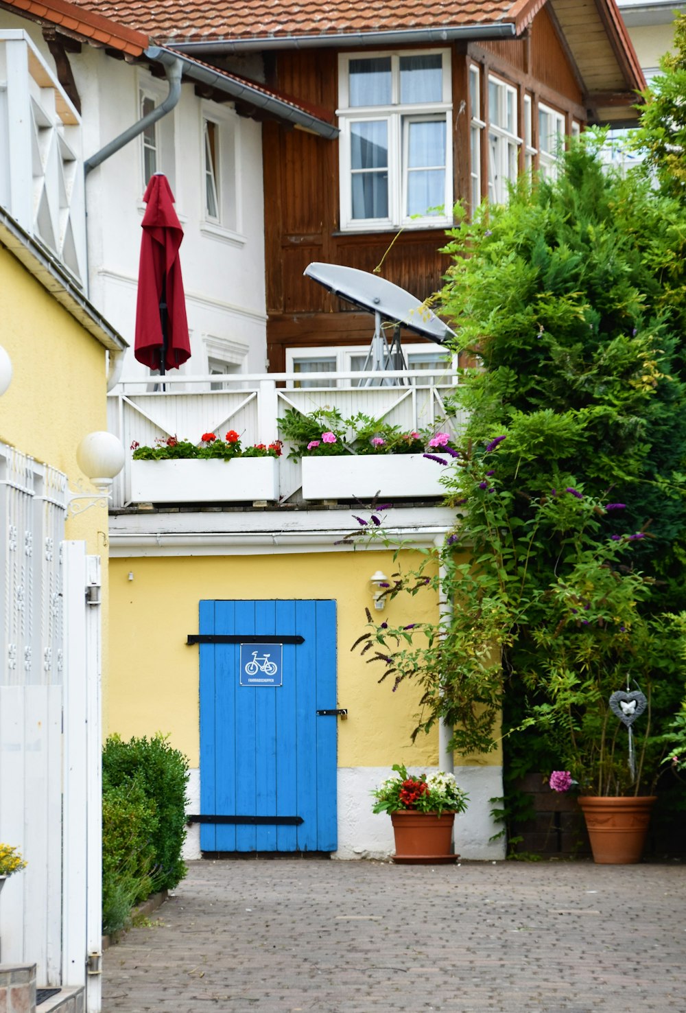 blue wooden door