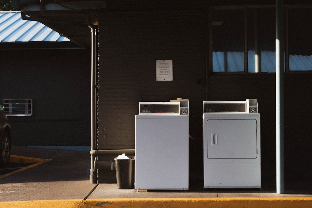 white washer and dryer