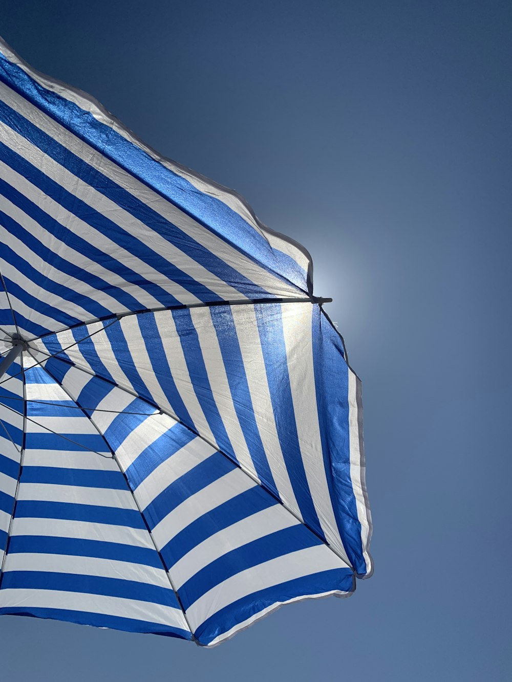 white and blue umbrella