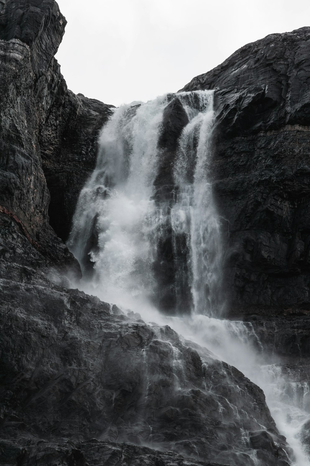 waterfall between rocks