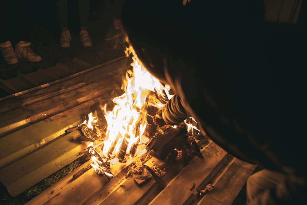 bonfire surrounded by people