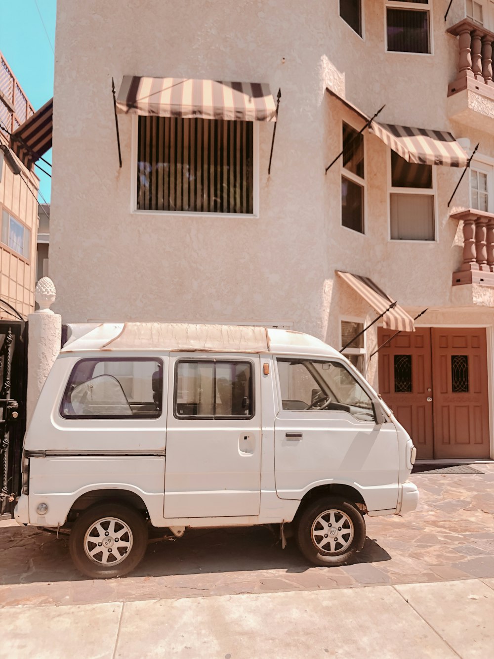 parked van beside building