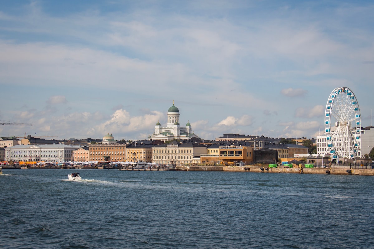 Helsinki market square in July with crowds and food stalls