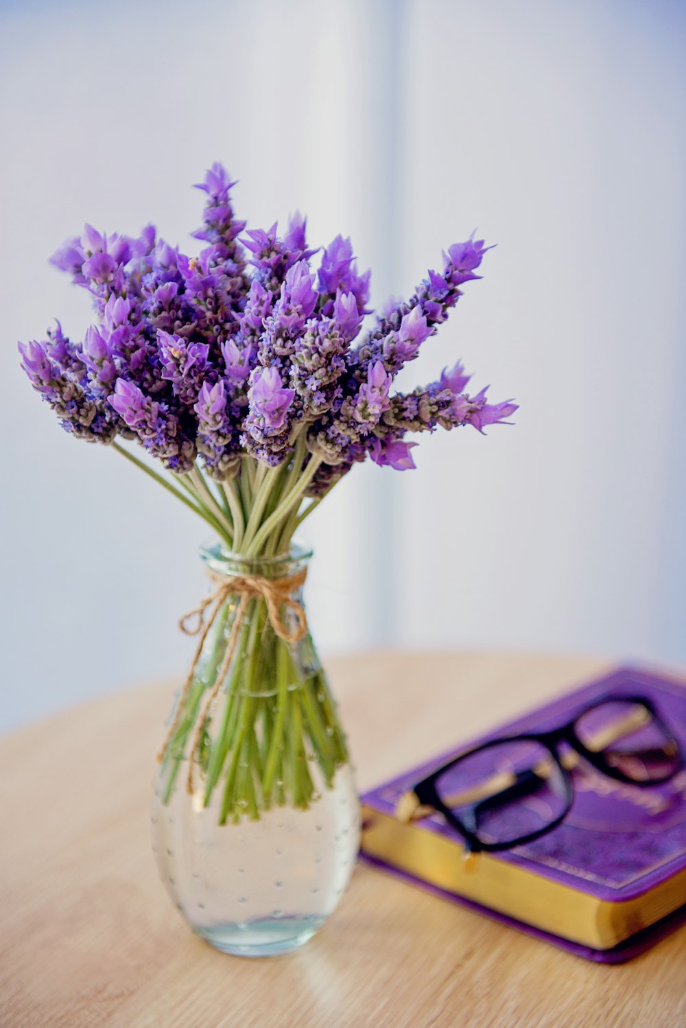 purple petaled flowers with vase