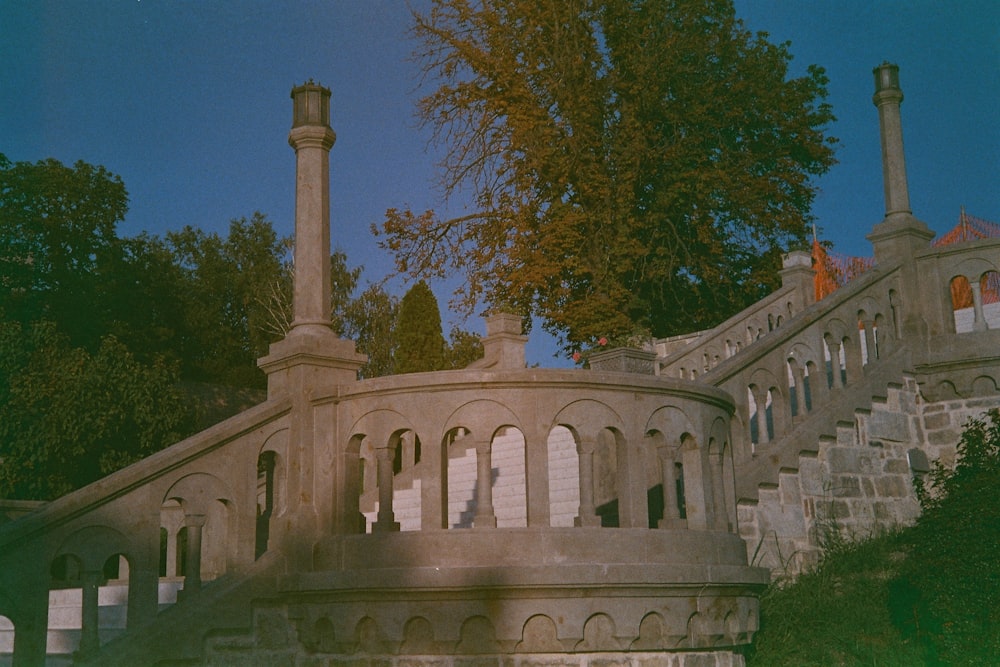 gray stone staircase