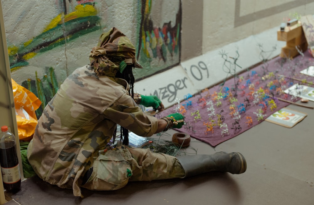 man sitting on floor