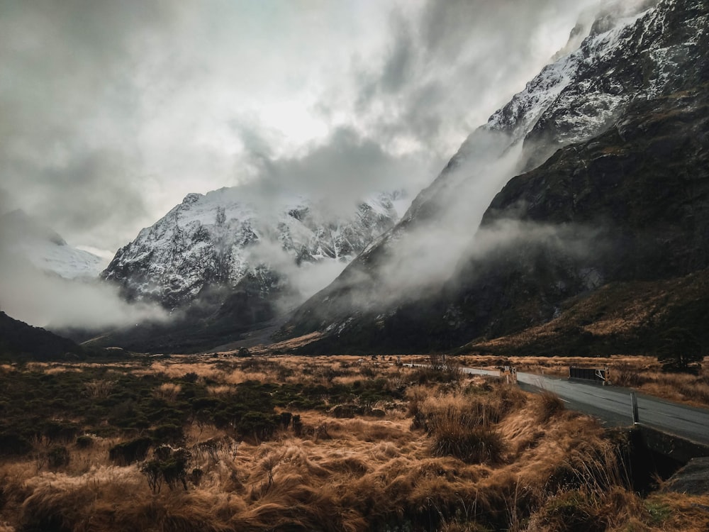 霧の氷の山の風景