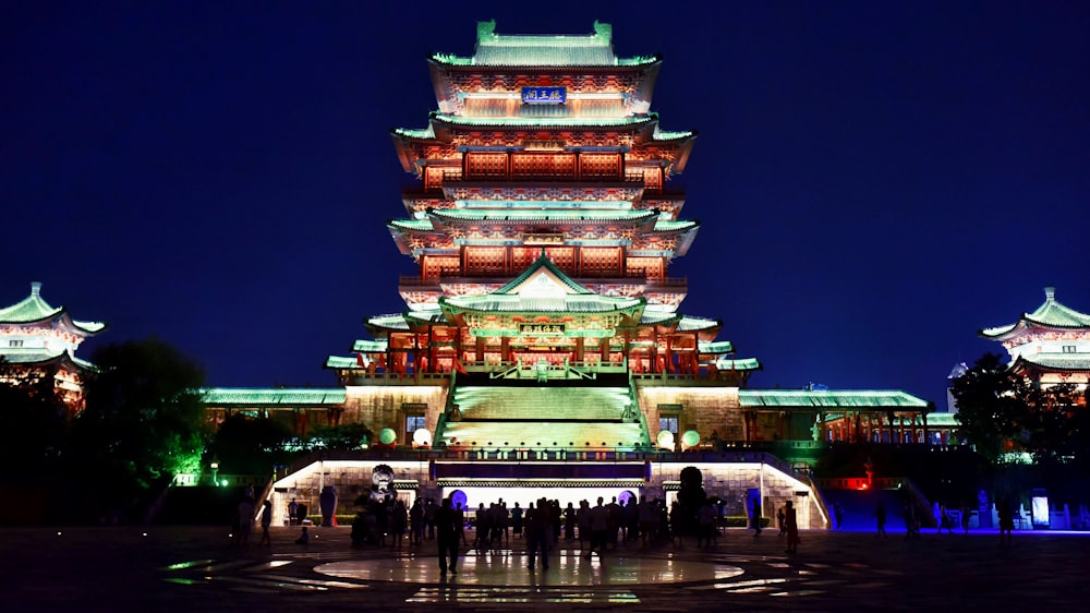 Japanese temple at night