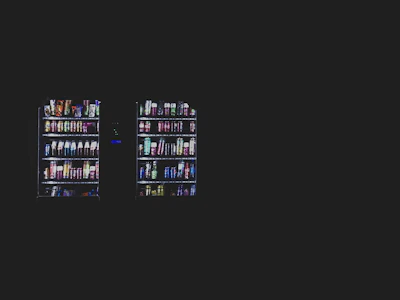 A sleek, modern vending machine stocked with colorful snacks and drinks, set against a bright, clean background.