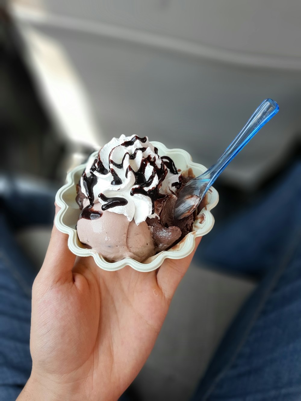 person holding ice cream