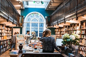 people inside library