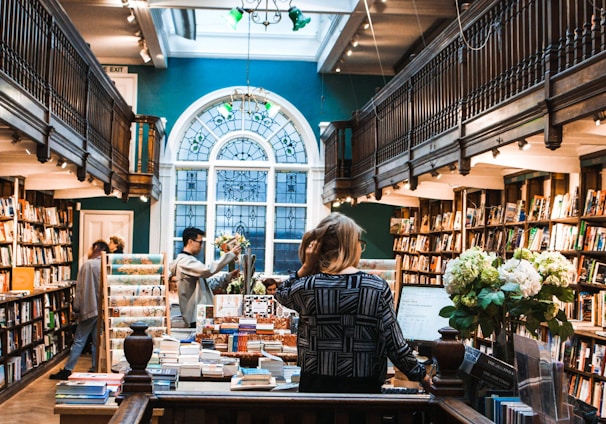 people inside library