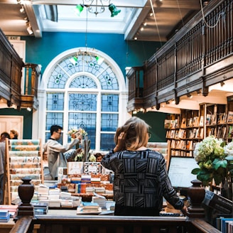 people inside library