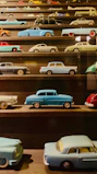 Limited edition engine model collectibles showcased on a wooden shelf.