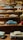 A collection of miniature cars displayed on a shelf.