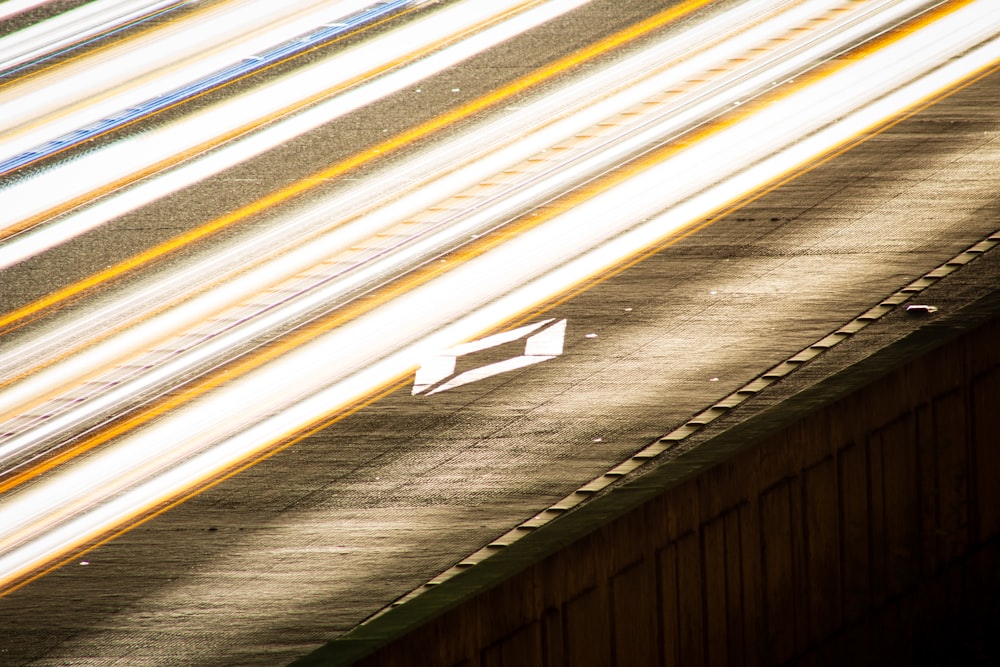 a view of a highway from above at night