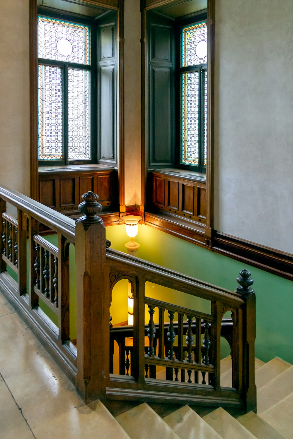 empty stairs with wooden hand rail