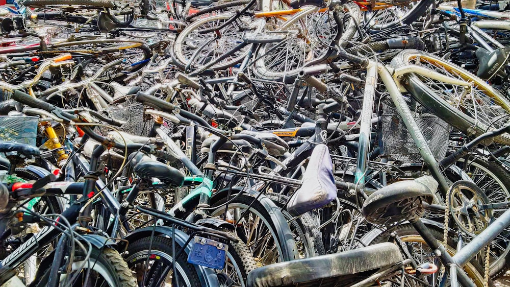 assorted-color bicycle lot