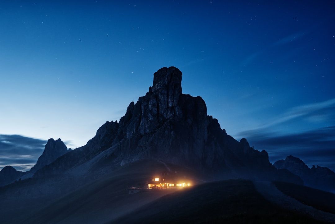 silhouette of rock mountain