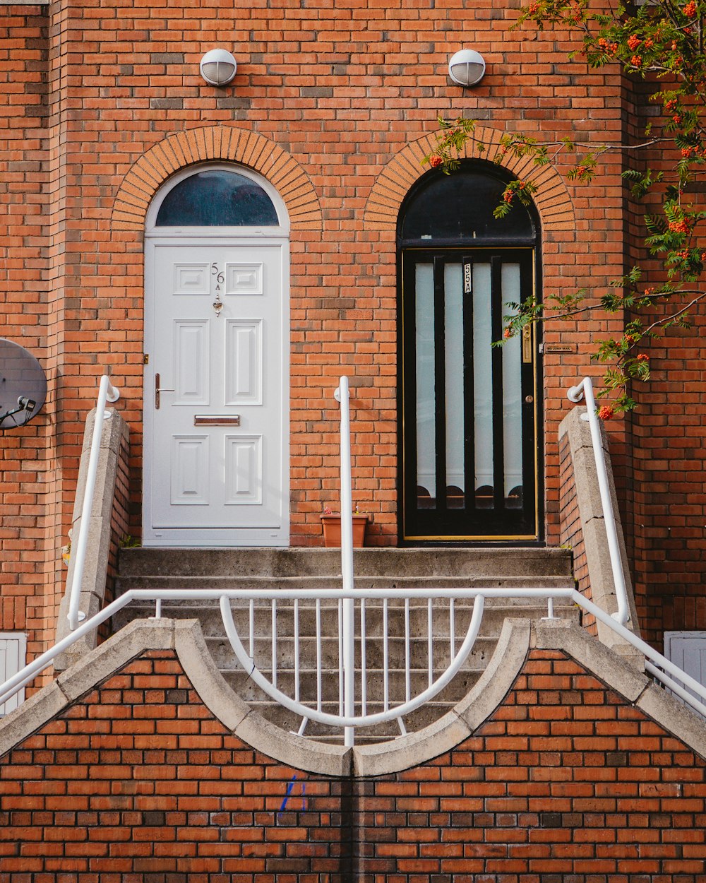 two white and black door