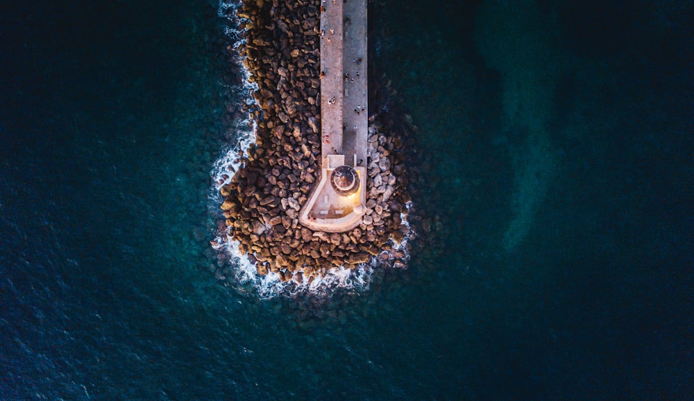 high angle photo of building