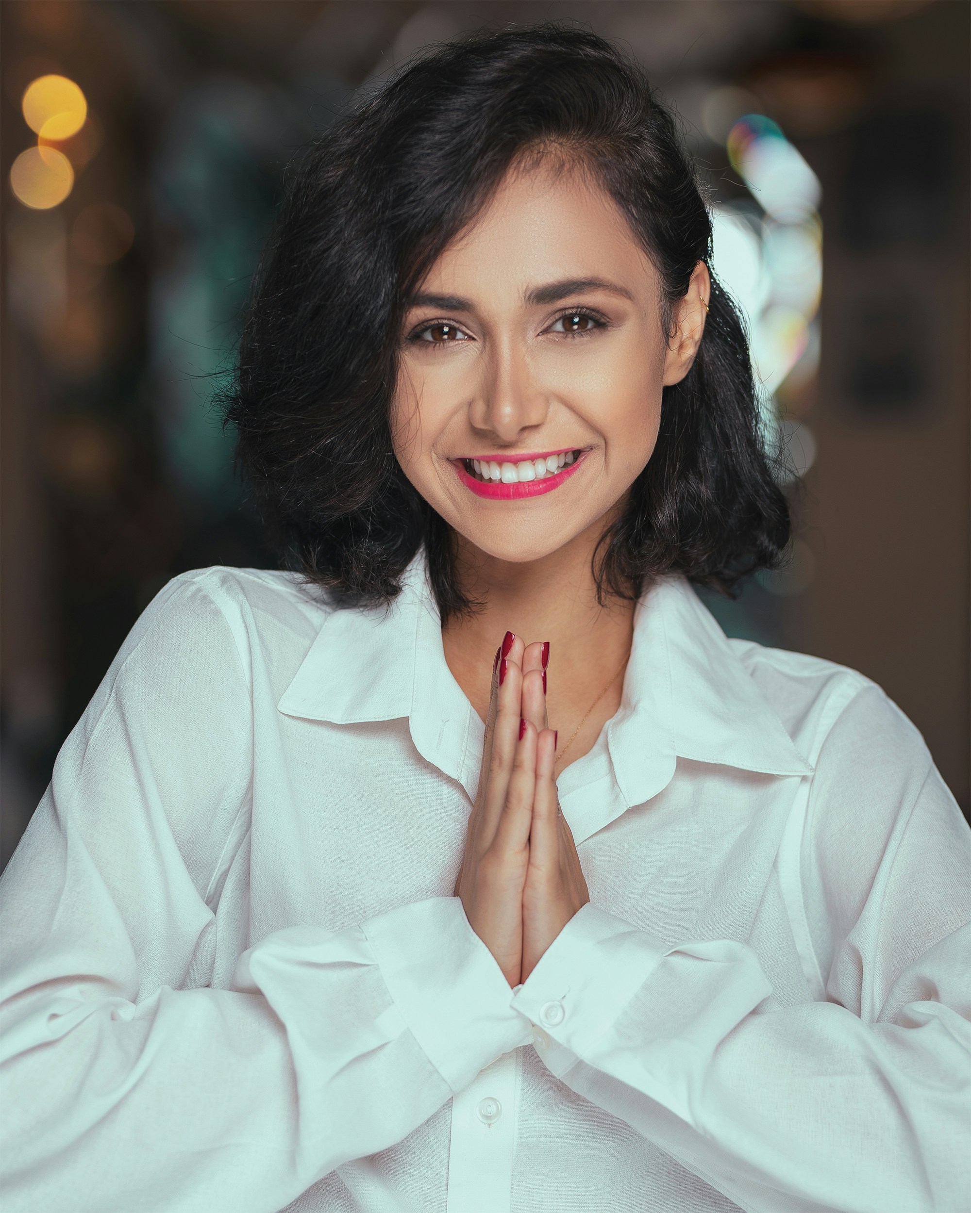 woman in white dress shirt