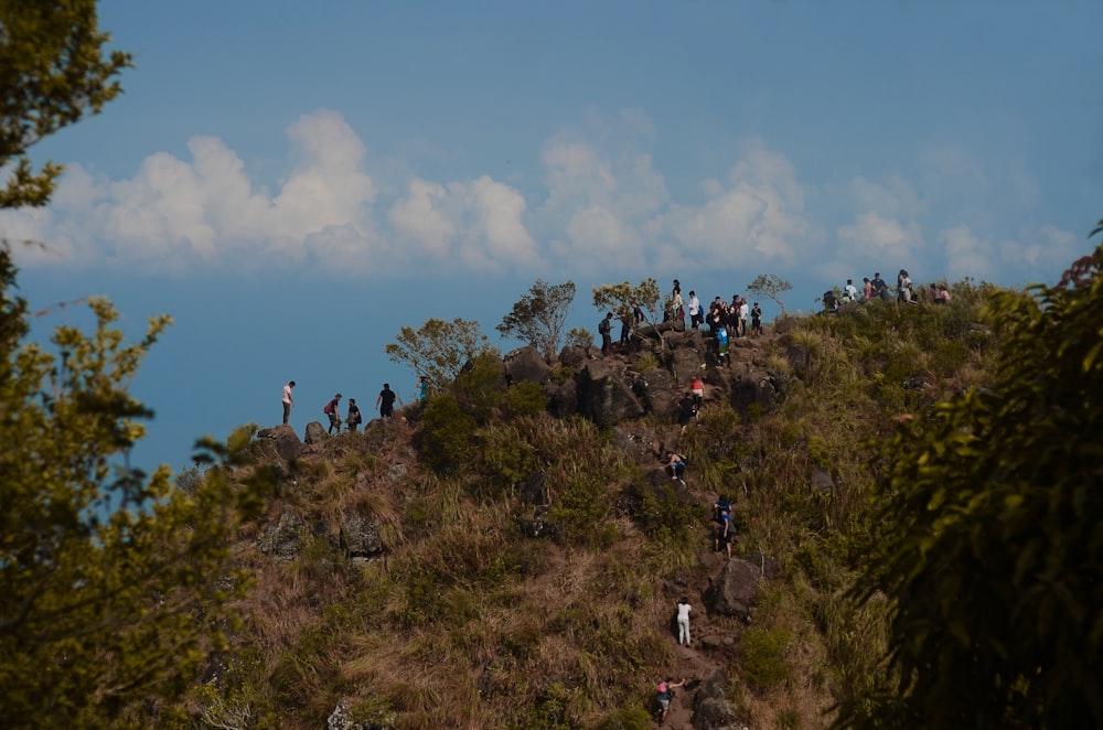 people climbing mountain at daytime