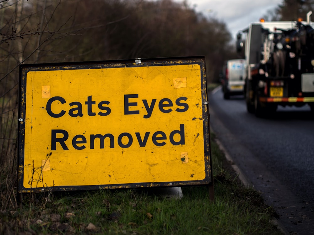 cats eyes removed signage