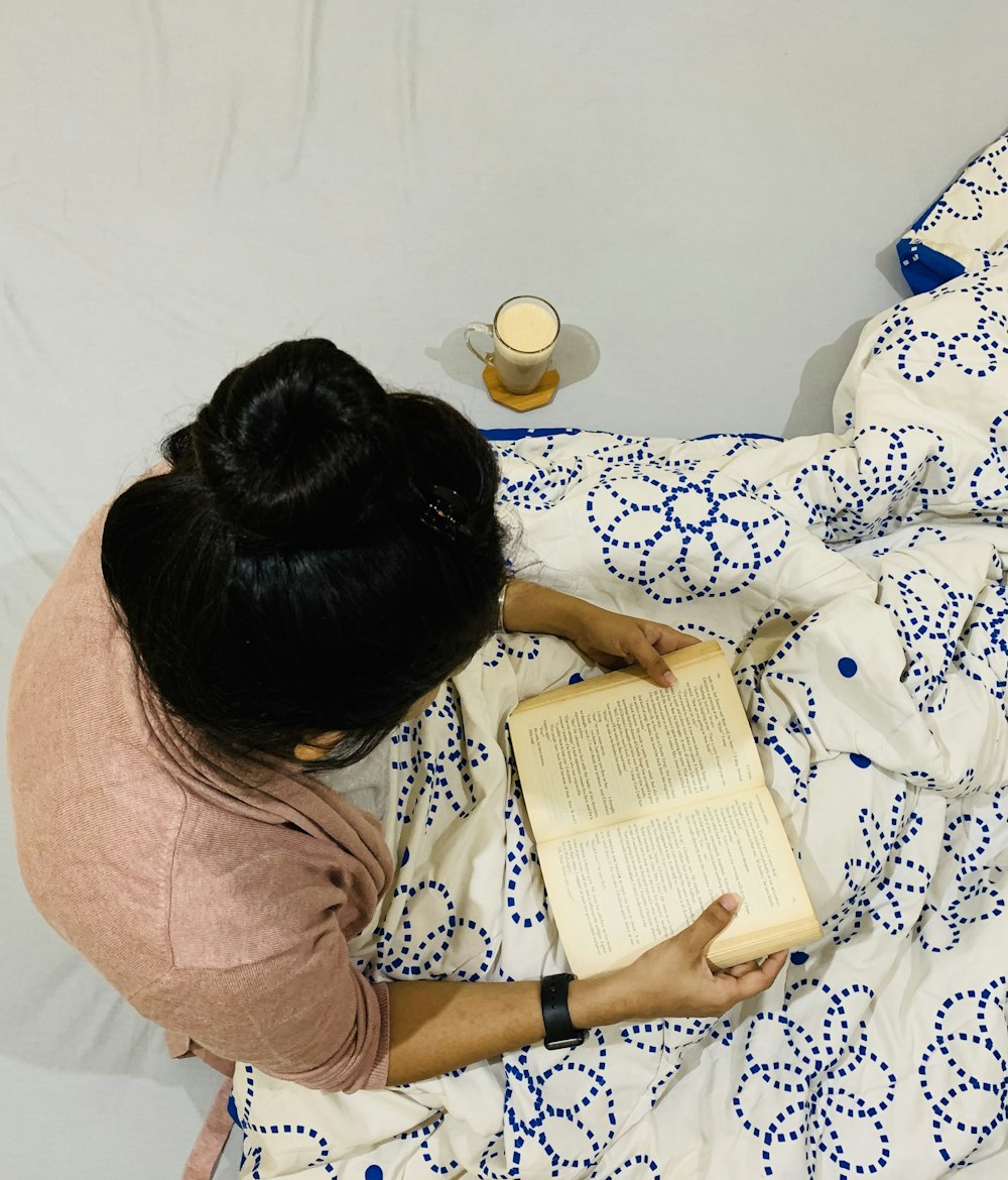 woman reading book