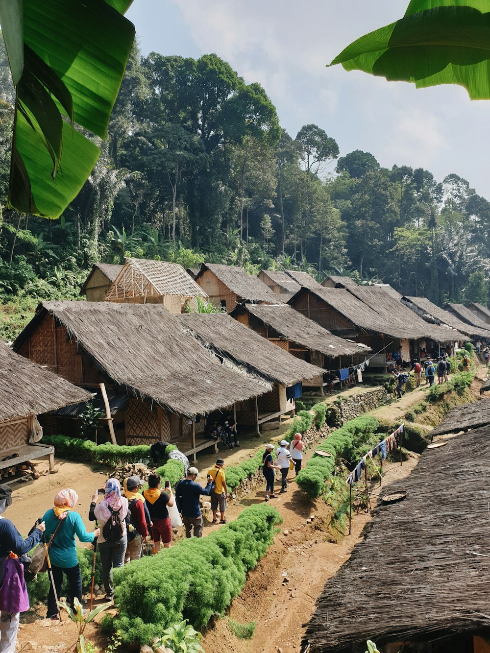 people near houses during daytime