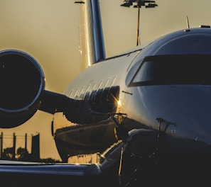 airplane during golden hour