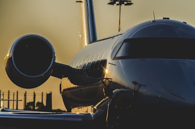 airplane during golden hour