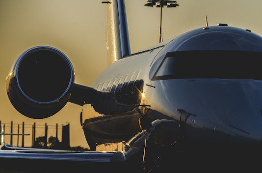 airplane during golden hour