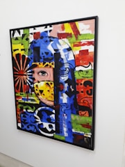 A vibrant mixed-media artwork blending mystical symbols and vivid colors.