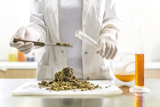 Cosmetic Chemist extracting from Herbs and plants