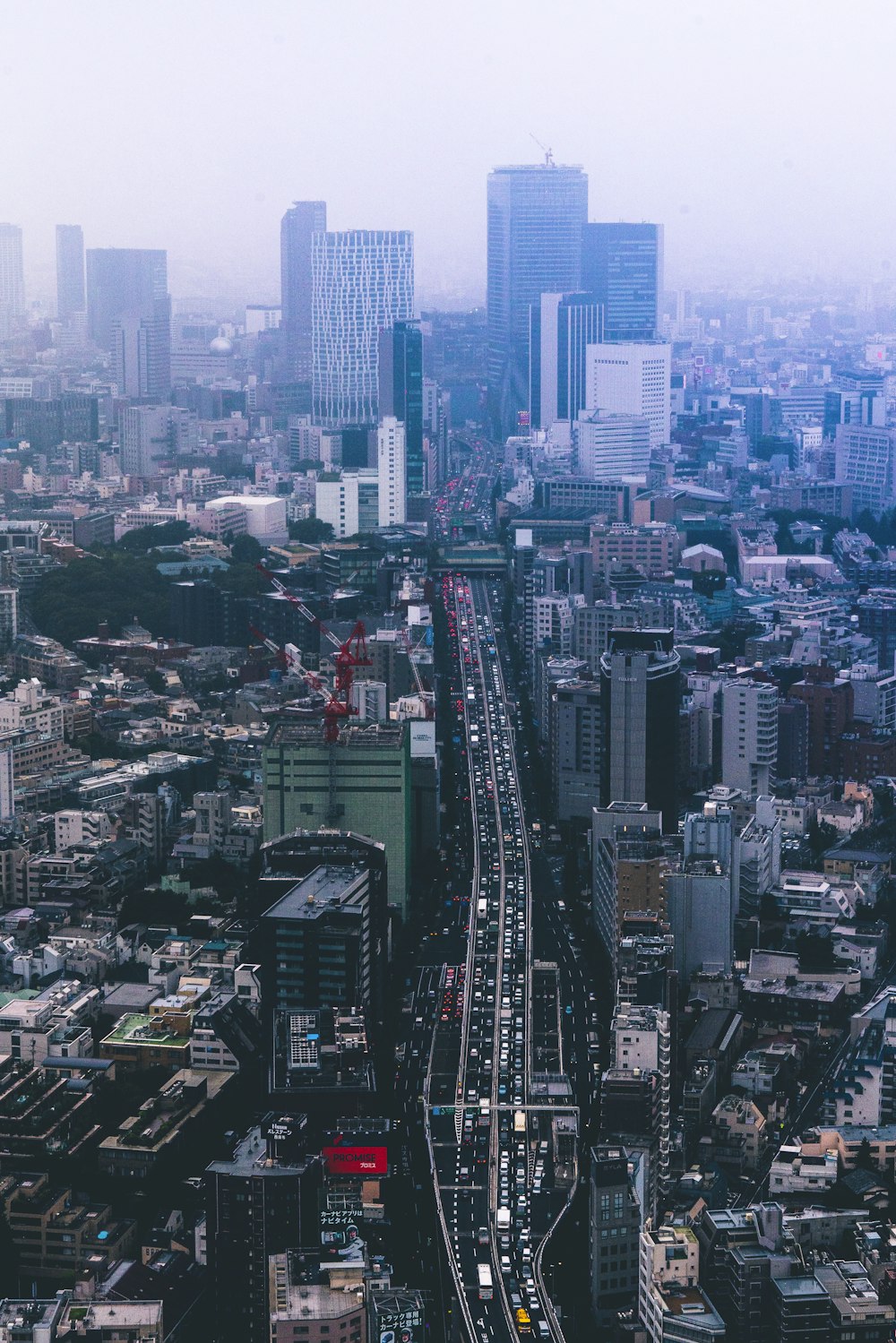 aerial photo of city buildings