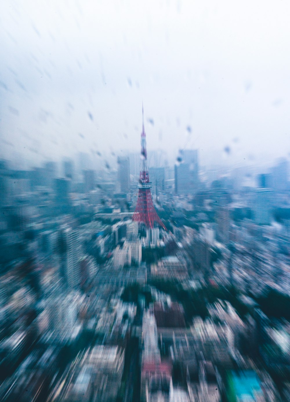 an aerial view of a city from a window