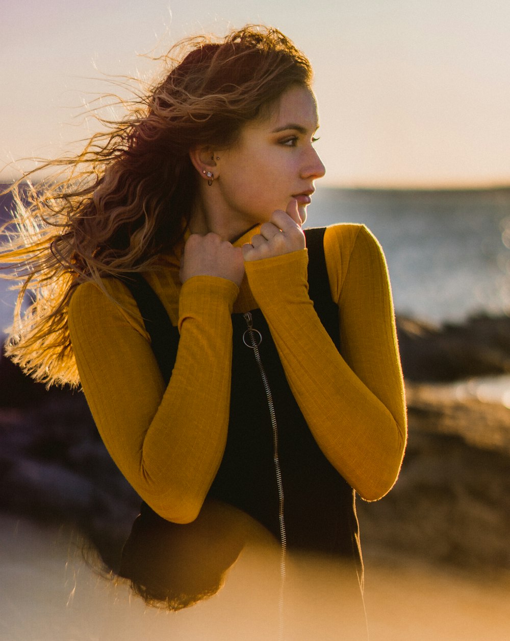 women wearing black and yellow top